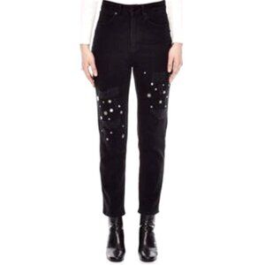 Sandro Paris Rudie Black Studded High Rise Jeans Size 34 (US Size 2)